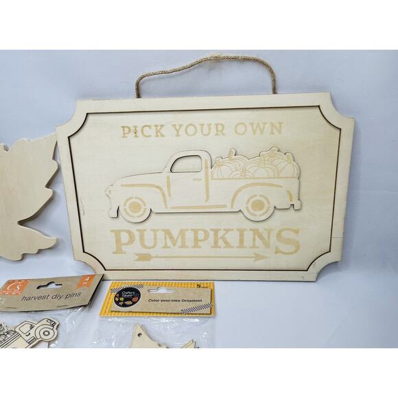 Happy Thanksgiving Harvest Wooden Slices DIY Arts & Crafts Kit Blank Cutouts - Picture 3 of 8